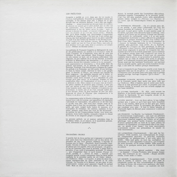 François Couperin, Blandine Verlet : Premier Livre De Piéces De Clavecin - Troisiême & Quatriême Ordres (LP)