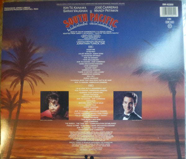 Kiri Te Kanawa / José Carreras / Sarah Vaughan / Mandy Patinkin, Rodgers & Hammerstein, The Ambrosian Singers, London Symphony Orchestra, Jonathan Tunick : South Pacific (LP, Gat)
