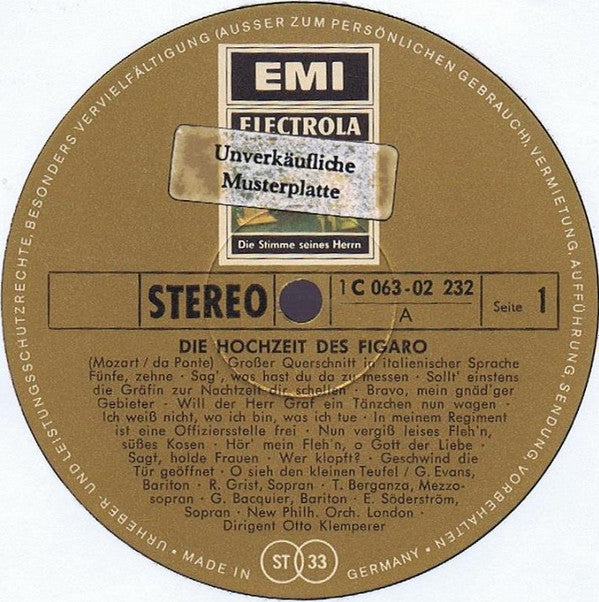 Wolfgang Amadeus Mozart, Otto Klemperer, New Philharmonia Orchestra : Die Hochzeit Des Figaro - Grosser Querschnitt (LP)