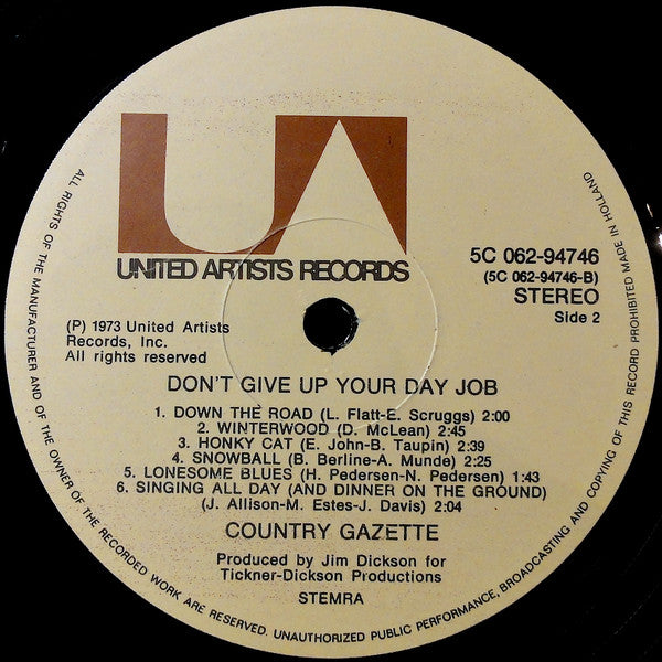 Country Gazette : Don't Give Up Your Day Job (LP, Album)