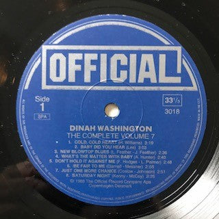 Dinah Washington : The Complete Dinah Washington Vol. 7 1951-1952 (LP, Comp)
