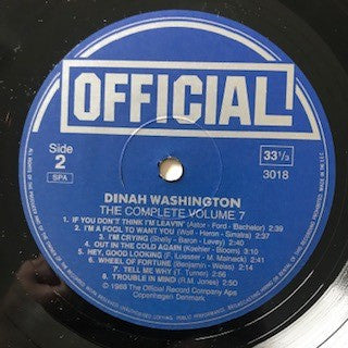 Dinah Washington : The Complete Dinah Washington Vol. 7 1951-1952 (LP, Comp)