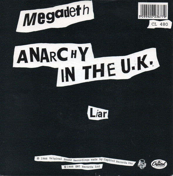 Megadeth : Anarchy In The U.K. (7", Single)