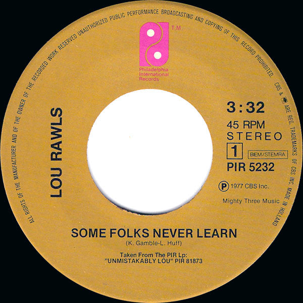 Lou Rawls : Some Folks Never Learn / Early Morning Love (7", Single)
