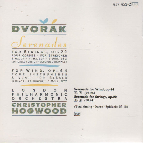 Antonín Dvořák - London Philharmonic Orchestra, Christopher Hogwood : Serenades Op. 22 & 44 (CD, Album)
