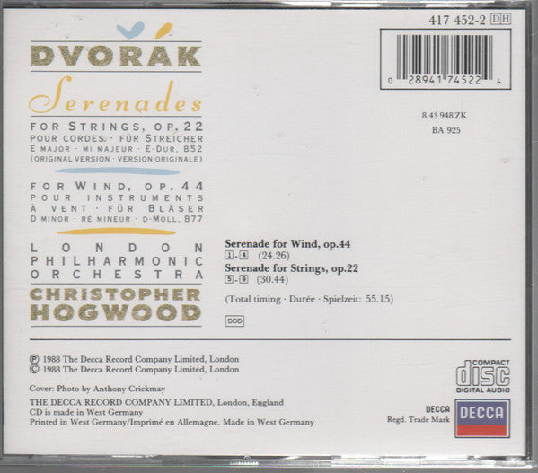 Antonín Dvořák - London Philharmonic Orchestra, Christopher Hogwood : Serenades Op. 22 & 44 (CD, Album)