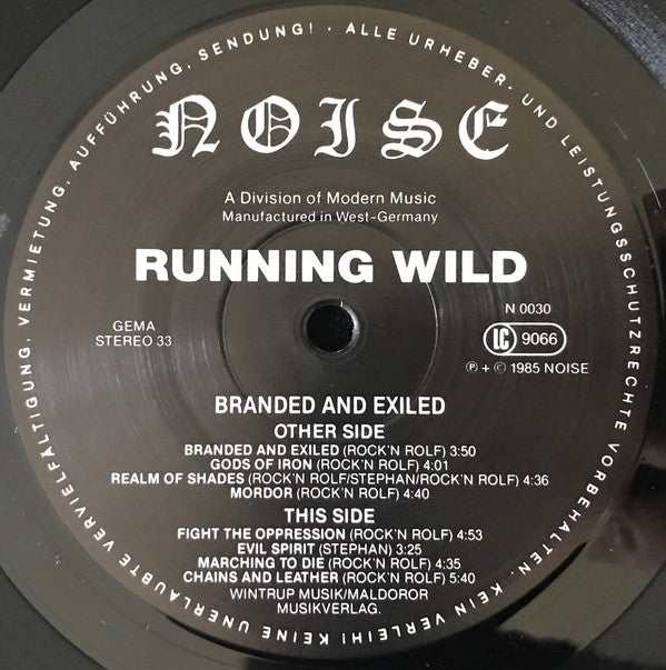 Running Wild : Branded And Exiled (LP, Album)