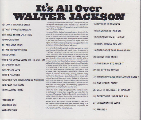 Walter Jackson : It's All Over (CD, Album, RE)