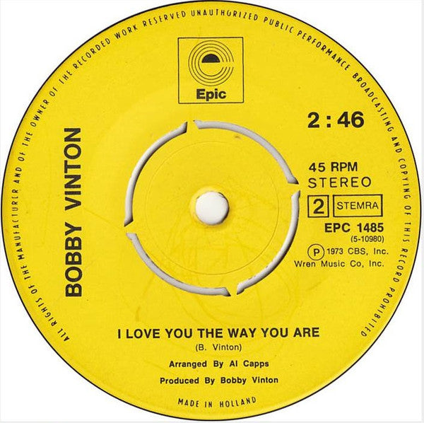 Bobby Vinton : Hurt (7", Single, pus)