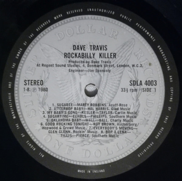 Dave Travis (2) With The Bad River Band : Rockabilly Killer (LP, Album)