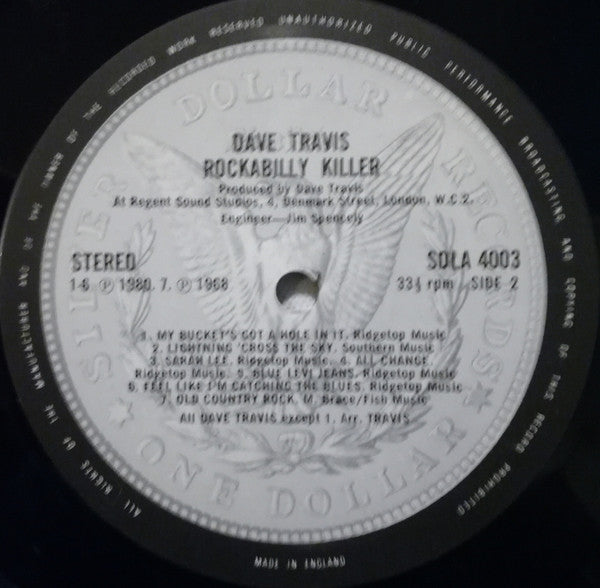 Dave Travis (2) With The Bad River Band : Rockabilly Killer (LP, Album)