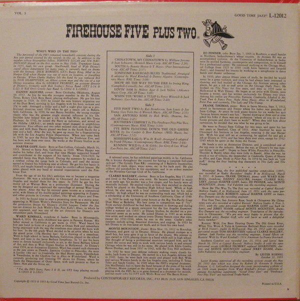 Firehouse Five Plus Two : The Firehouse Five Story, Vol. 3 (LP, Mono, RE)