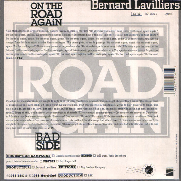 Bernard Lavilliers : On The Road Again (7", Single)