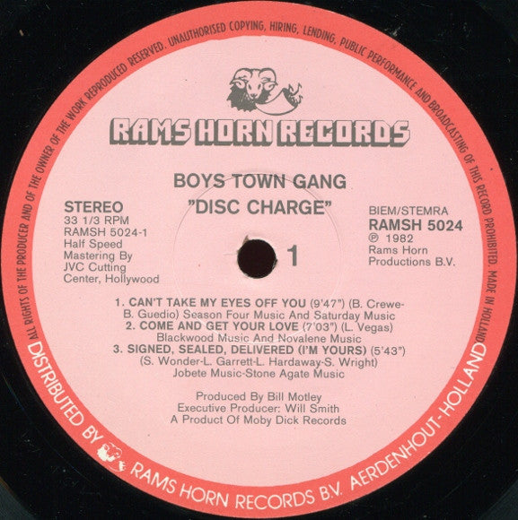 Boys Town Gang : Disc Charge (LP, Album, Hal)