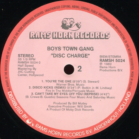 Boys Town Gang : Disc Charge (LP, Album, Hal)