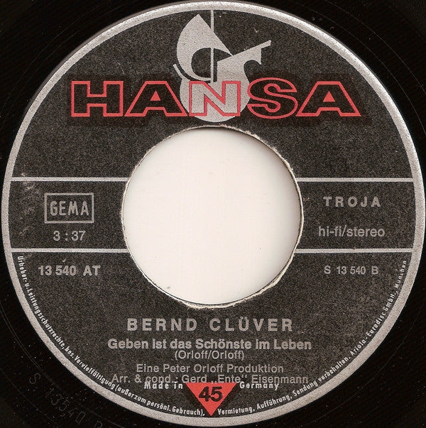 Bernd Clüver : Bevor Du Einschläfst... Tausend Kleine Sterne (7", Single)