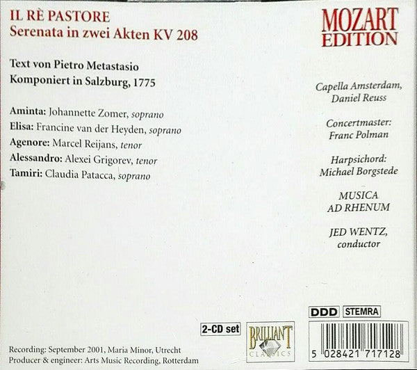 Wolfgang Amadeus Mozart : Operas Il Rè Pastore Lucio Silla  (5xCD + Box, Comp, Sli)