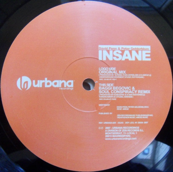 David Penn & Peter Gelderblom : Insane (12")