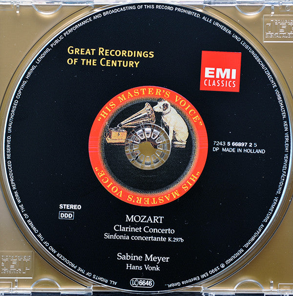 Wolfgang Amadeus Mozart - Sabine Meyer · Diethelm Jonas · Sergio Azzolini · Bruno Schneider · Staatskapelle Dresden · Hans Vonk : Clarinet Concerto K.622 / Sinfonia Concertante K.297b (CD, Album, RE, RM)