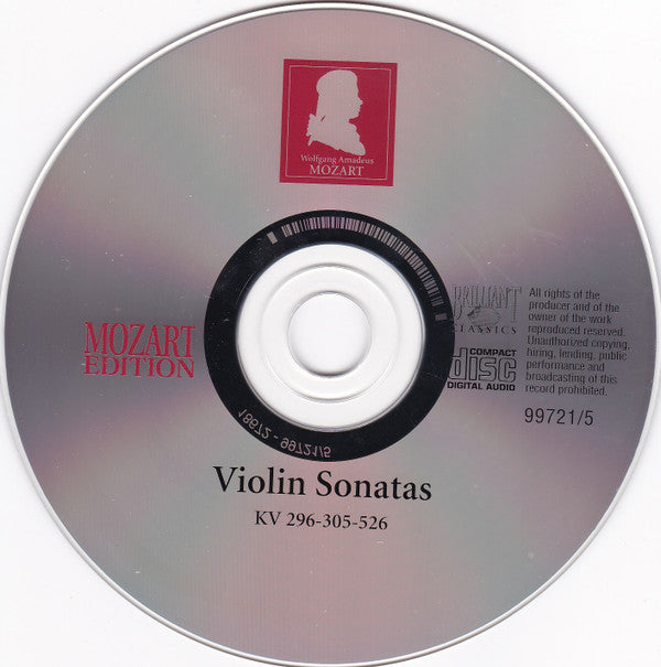 Wolfgang Amadeus Mozart : Violin Sonatas KV 296-305-526 (CD)