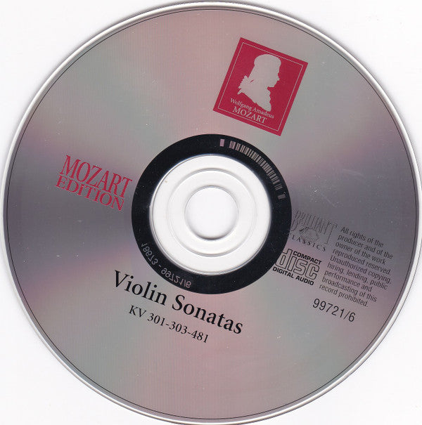 Wolfgang Amadeus Mozart : Violin Sonatas KV 301-303-481 (CD)