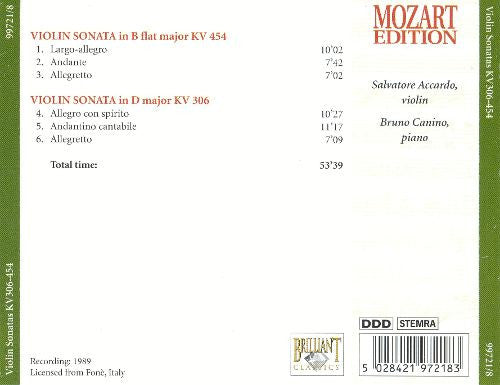 Wolfgang Amadeus Mozart : Violin Sonatas KV 306-454 (CD)