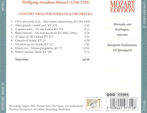 Wolfgang Amadeus Mozart : Concert Arias II (CD)