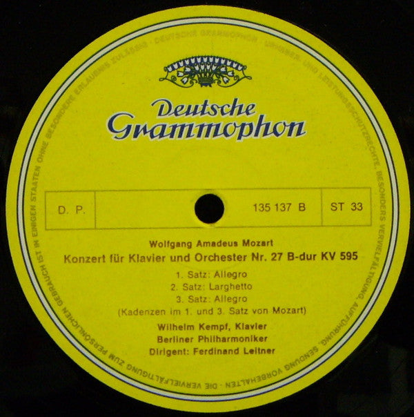 Wolfgang Amadeus Mozart - Clara Haskil · Wilhelm Kempff : Klavierkonzerte Nr. 13 C-Dur, KV 415 · Nr. 27 B-Dur, KV 595 (LP)