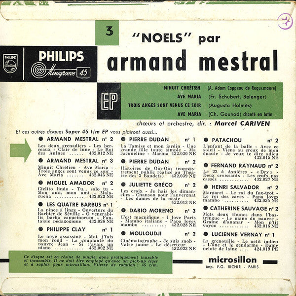 Armand Mestral : 3 - Noëls (7", EP)