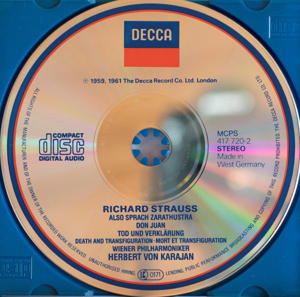 Richard Strauss - Wiener Philharmoniker, Herbert von Karajan : Also Sprach Zarathustra / Don Juan / Tod Und Verklärung  (CD, Comp, RM)