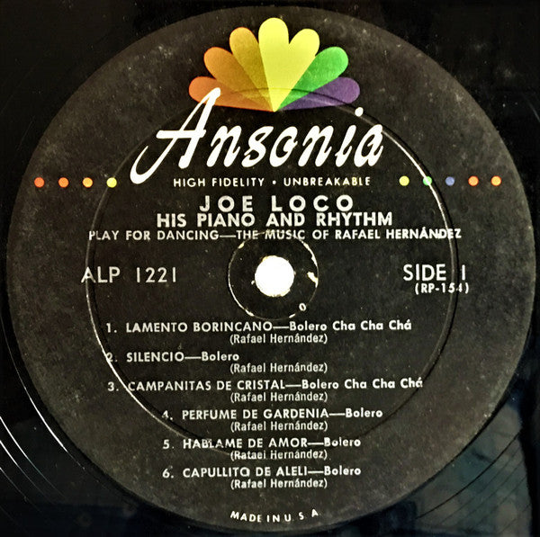 Joe Loco His Piano And Rhythm : The Music Of Rafael Hernández And Augustín Lara (LP, RE)