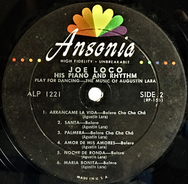 Joe Loco His Piano And Rhythm : The Music Of Rafael Hernández And Augustín Lara (LP, RE)