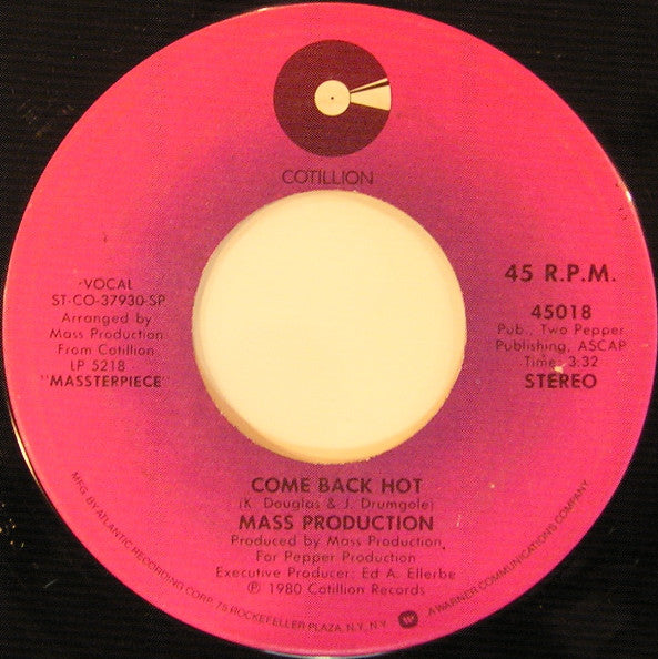Mass Production : Shante / Come Back Hot (7")