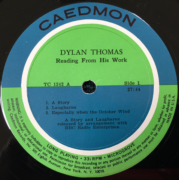 Dylan Thomas : Dylan Thomas Reading From His Works [. . . ] And Excerpts From The Works Of Djuna Barnes And Sean O'Casey (LP, Album)