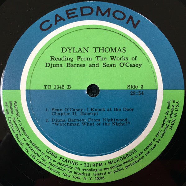 Dylan Thomas : Dylan Thomas Reading From His Works [. . . ] And Excerpts From The Works Of Djuna Barnes And Sean O'Casey (LP, Album)