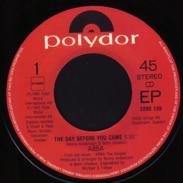 ABBA : The Day Before You Came (7", Single)