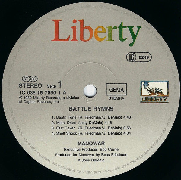 Manowar : Battle Hymns (LP, Album, RE)
