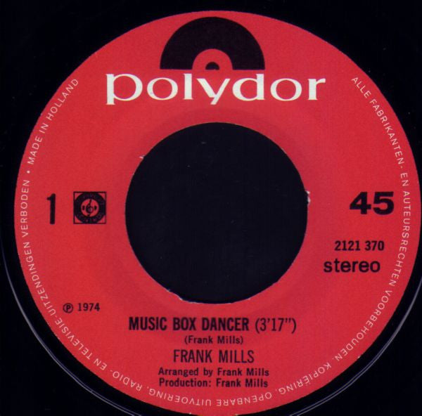 Frank Mills : Music Box Dancer (7", Single)