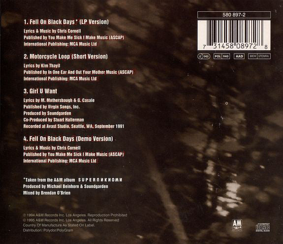 Soundgarden : Fell On Black Days (CD, Single, Par)