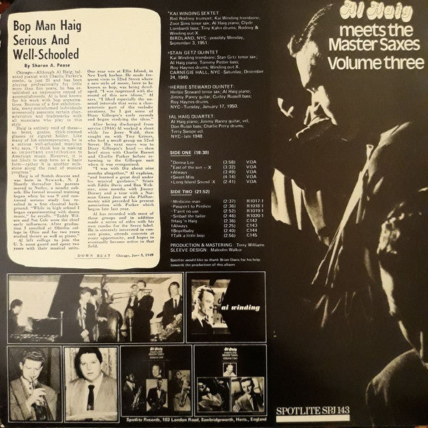 Al Haig : Meets The Master Saxes Volume Three (LP, Comp, Promo)