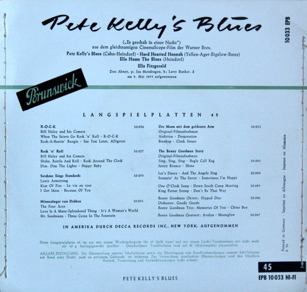 Ella Fitzgerald : Pete Kelly's Blues (7", EP)