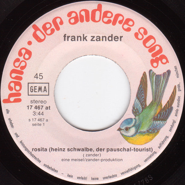 Frank Zander : Rosita (Heinz Schwalbe Der Pauschaltourist) / Oh, Susi (Der Zensierte Song) (7", Single)