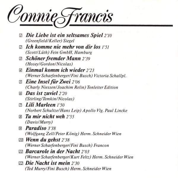 Connie Francis : Die Liebe Ist Ein Seltsames Spiel (CD, Comp)