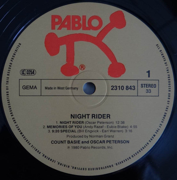 Count Basie & Oscar Peterson : Night Rider (LP, Album)