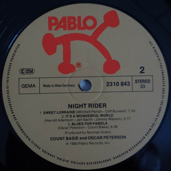 Count Basie & Oscar Peterson : Night Rider (LP, Album)