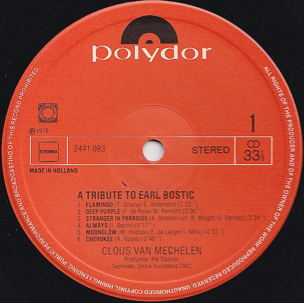 Clous van Mechelen : A Tribute To Earl Bostic (LP, Album)