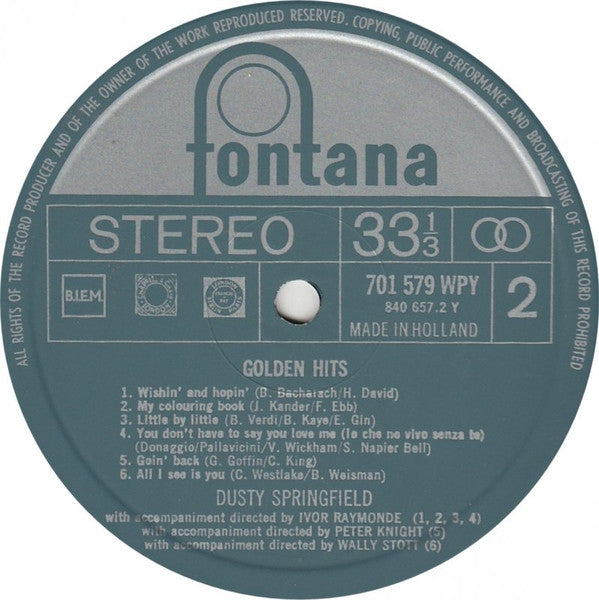Dusty Springfield : Golden Hits (LP, Comp, RE, Blu)