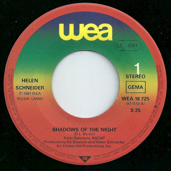 Helen Schneider With The Kick (2) : Shadows Of The Night (7", Single)