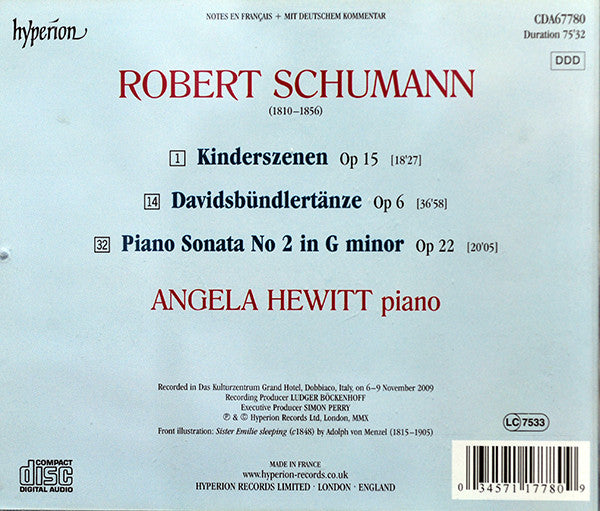 Robert Schumann - Angela Hewitt : Davidsbündlertänze • Kinderszenen • Sonata In G Minor (CD, Album)