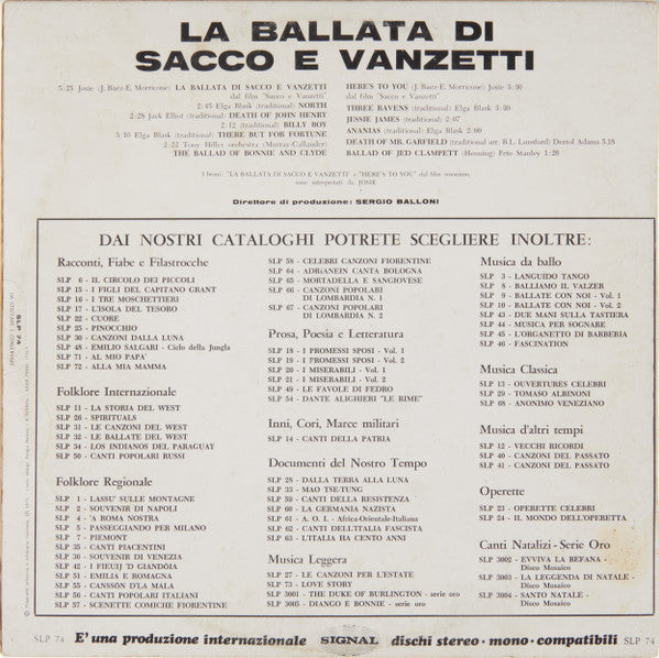 Various : La Ballata Di Sacco E Vanzetti (LP, Album)